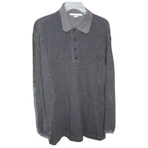 Perry Ellis Long Sleeve Gray Collared Polo Shirt / Size: L